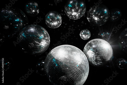 Mirror ball Illumination dark. disco party ball.