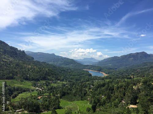 Valley Ramboda in Sri Lanka with view of Kotmale Reservoir.