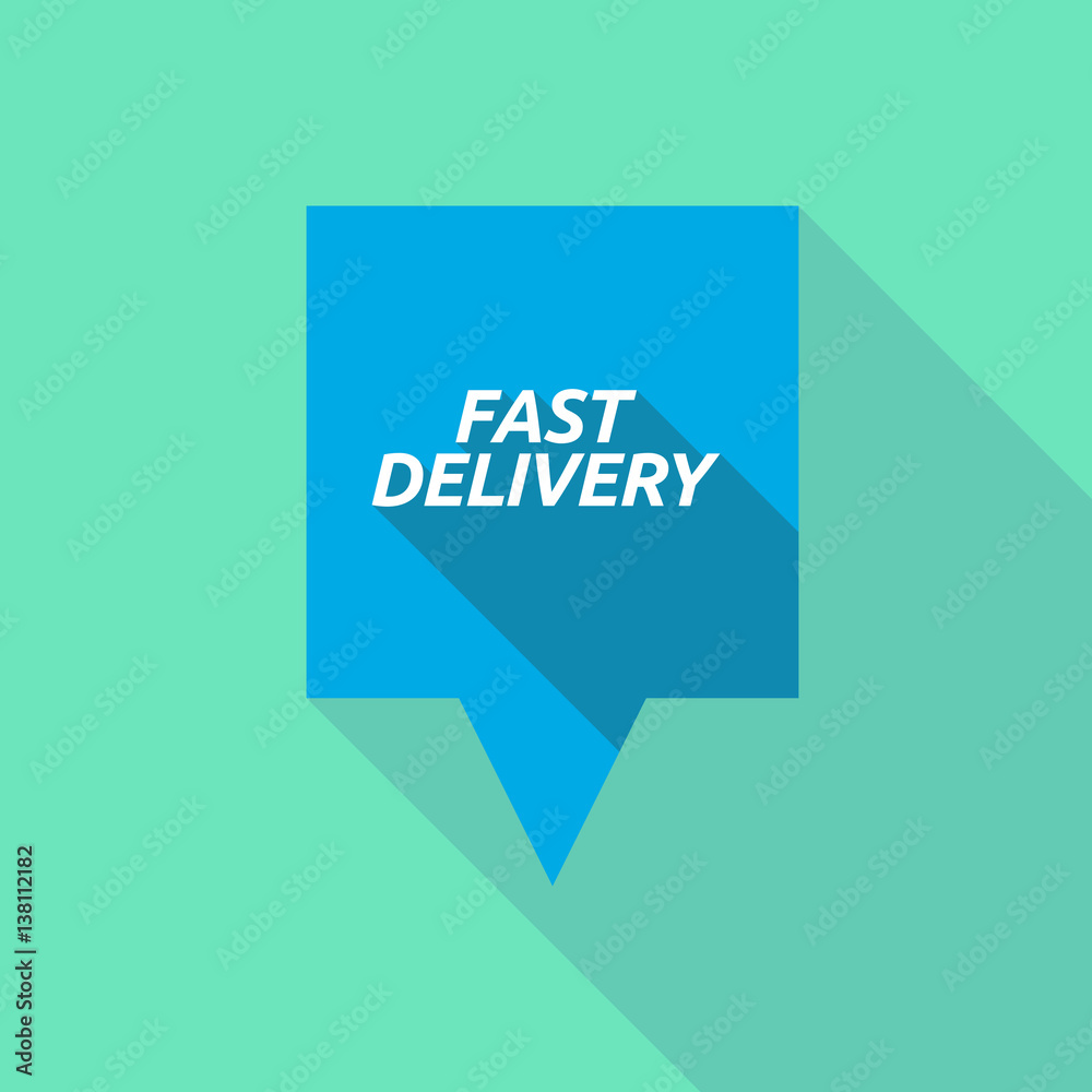 Long shadow tooltip with the text FAST DELIVERY Long shadow tooltip with the text FAST DELIVERY