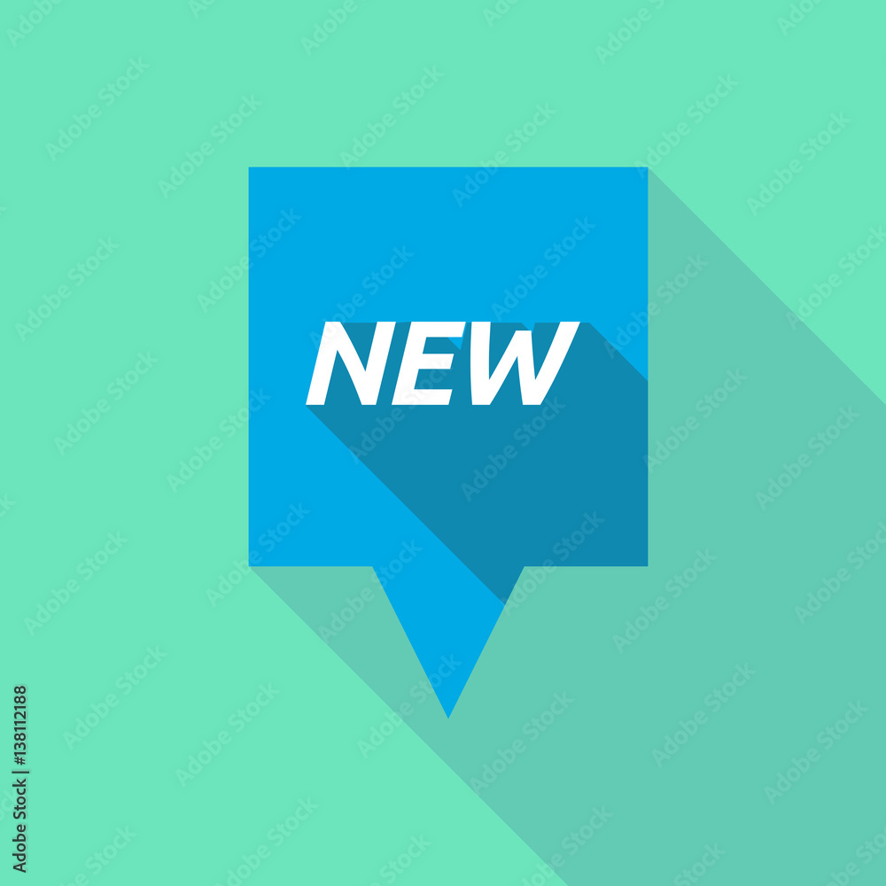 Long shadow tooltip with the text NEW Long shadow tooltip with the text NEW