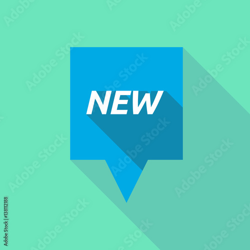 Long shadow tooltip with    the text NEW