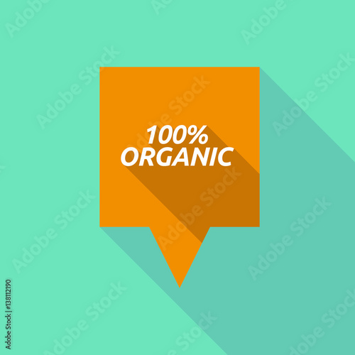 Long shadow tooltip with    the text 100% ORGANIC