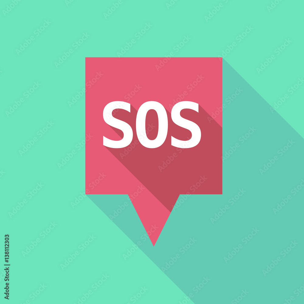 Long shadow tooltip with the text SOS Long shadow tooltip with the text SOS