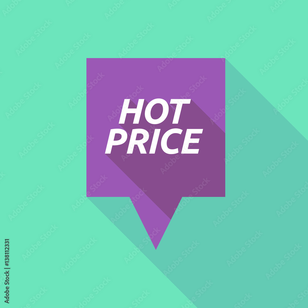 Long shadow tooltip with the text HOT PRICE Long shadow tooltip with the text HOT PRICE