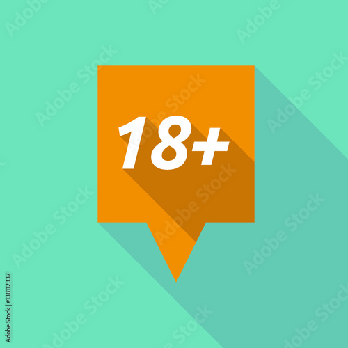 Long shadow tooltip with    the text 18+