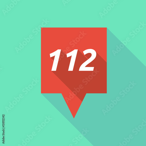Long shadow tooltip with    the text 112