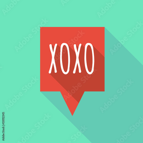 Long shadow tooltip with    the text XOXO