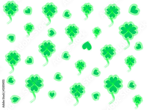 White backgrounds with shamrocks.