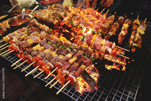 Bar-B-Q Barbeque Grill  barbecue Street Food in thailand