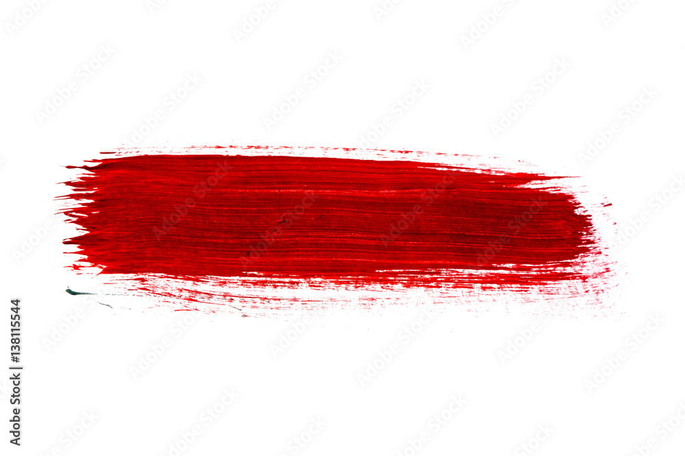 Roter Pinselstrich isoliert auf weiß - obrazy, fototapety, plakaty 