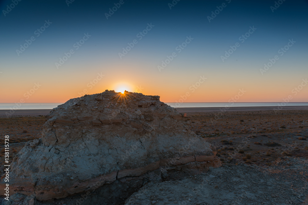 Sonnenuntergang Aral-See, Usbekistan