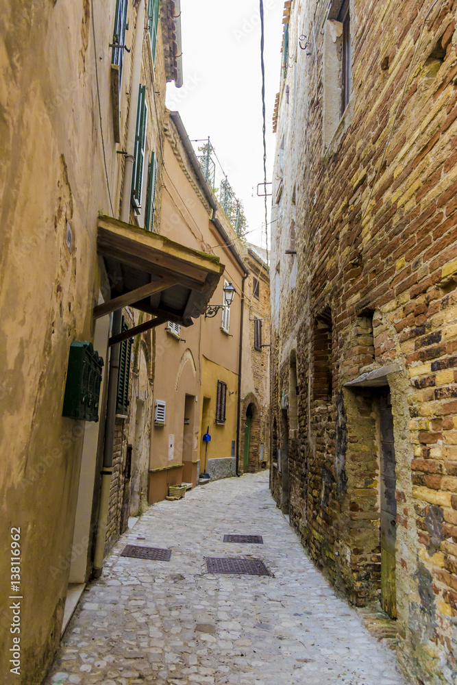 Panoramic view from an alley in Grottammare, Marche, Italy