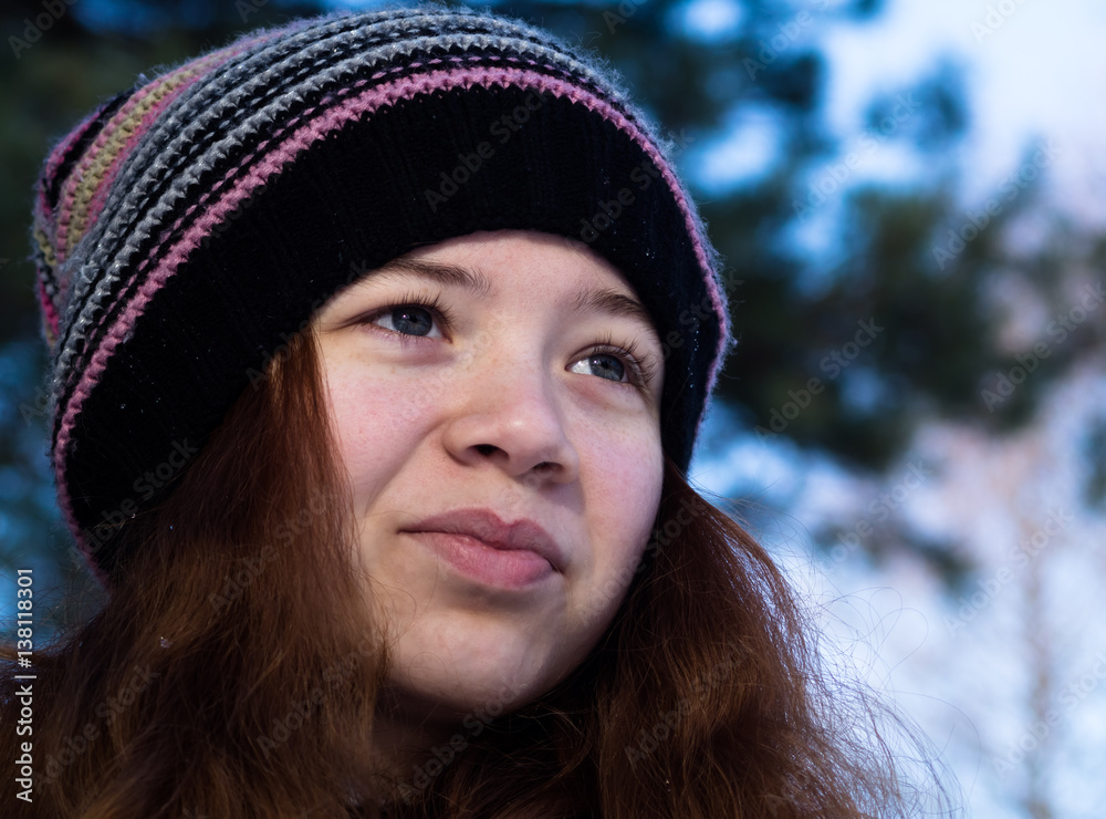 Portrait of a young girl in the woods. Portrait of a young girl in the woods.