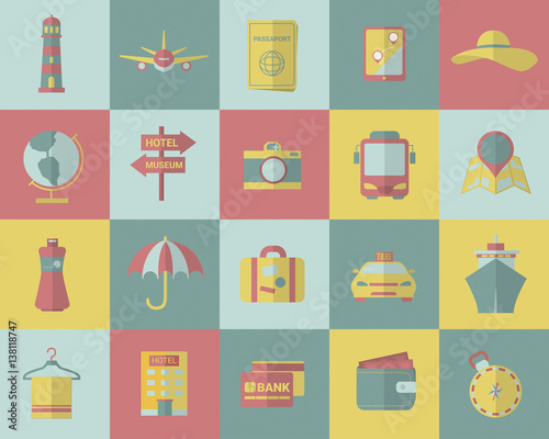 Tourism and travel icons. Vector illustration