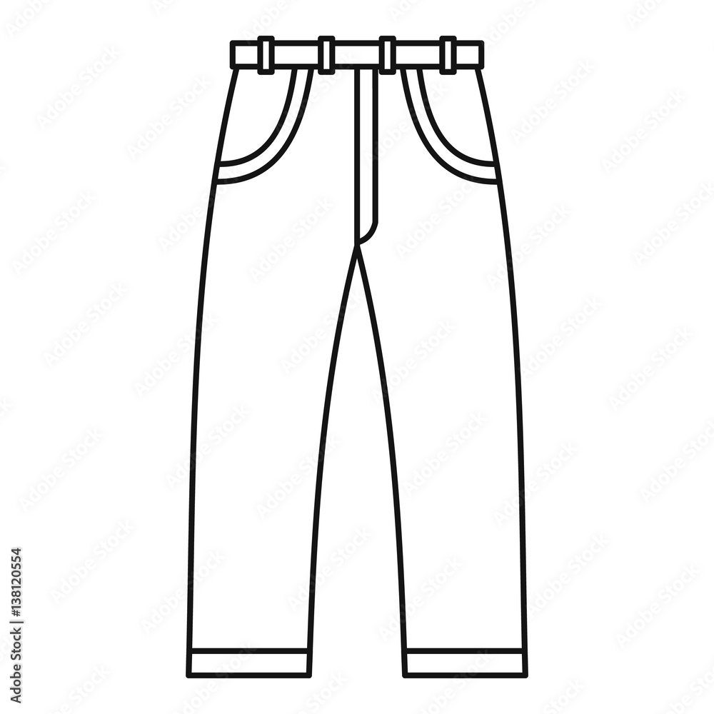 Jeans icon, outline style Stock Vector | Adobe Stock