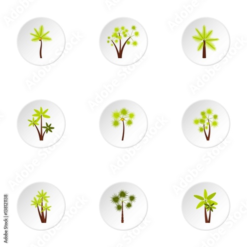 Different palm icons set, flat style