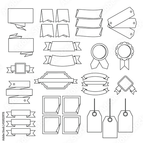 Different colorful labels icons set, outline style