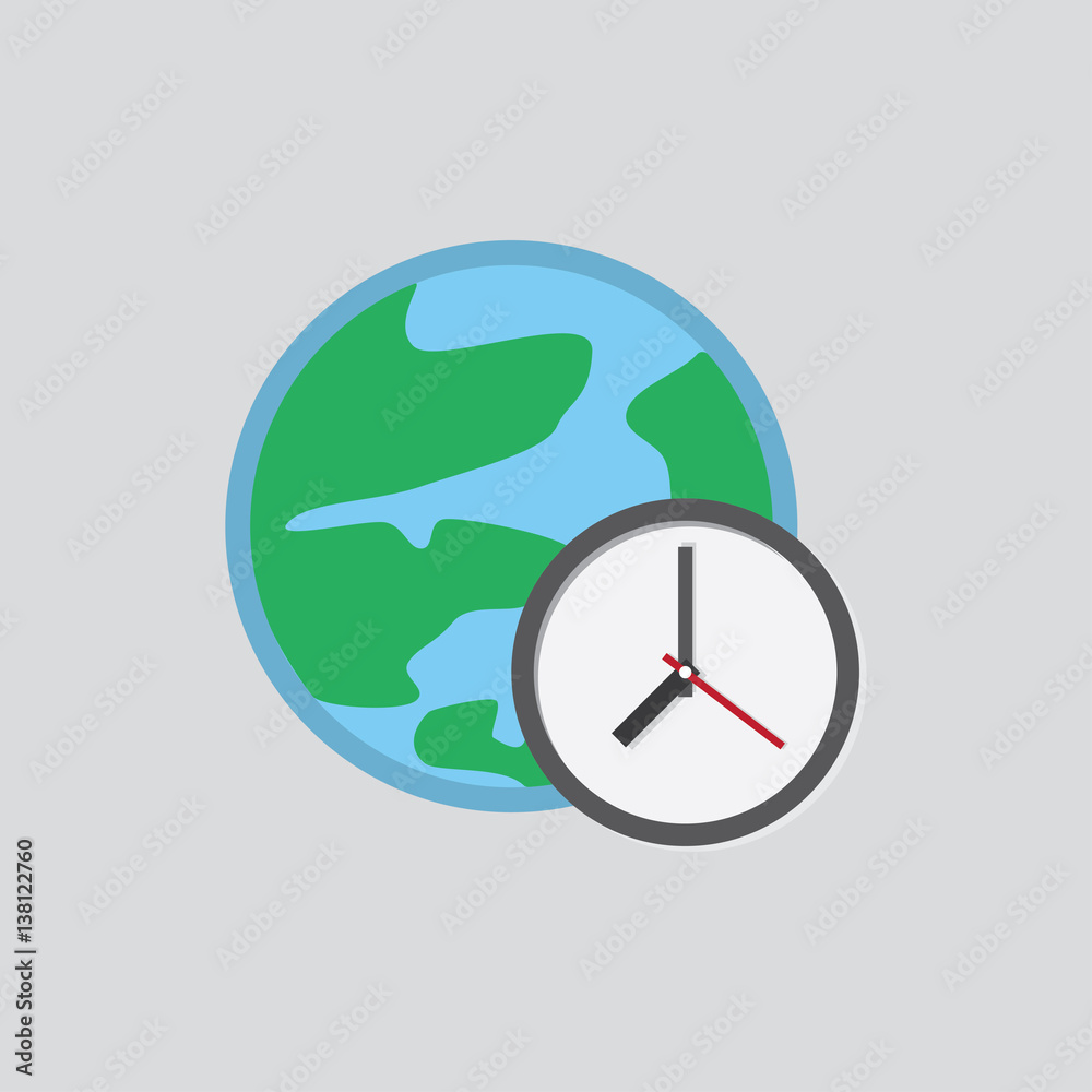 earth icon with a reminder. style flat design
