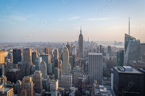 Aerial view of Manhattan skyline  New York City  USA during afternoon