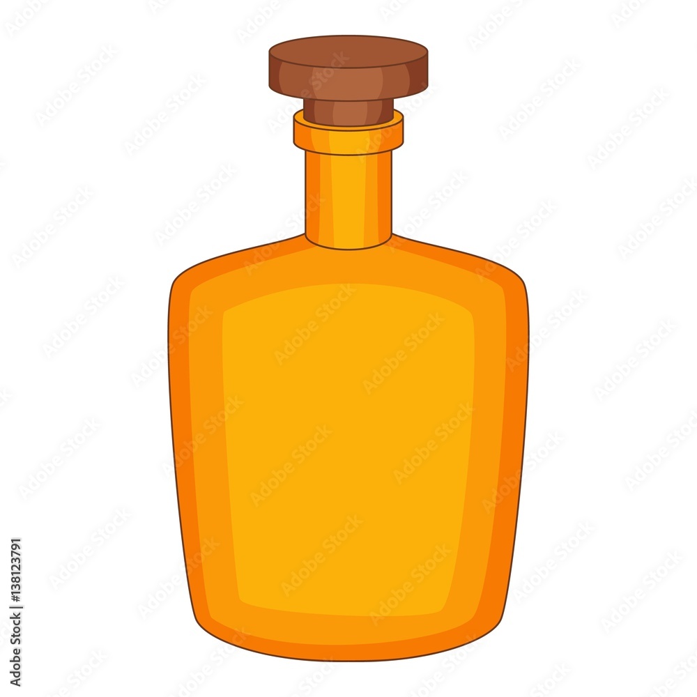 Brown bottle icon, cartoon style Brown bottle icon, cartoon style