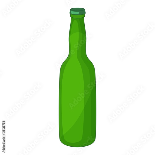 Green bottle icon, cartoon style