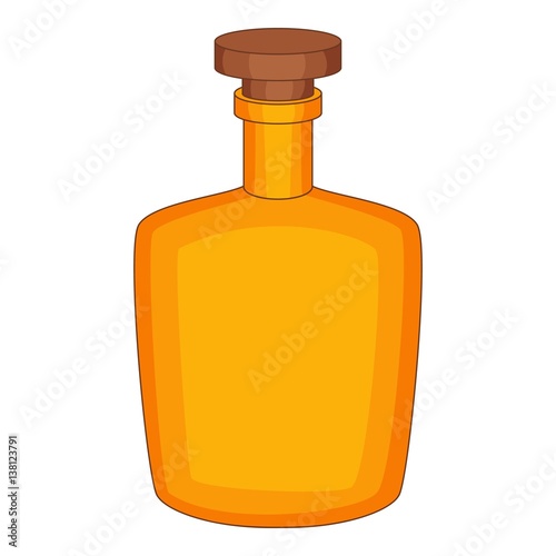 Brown bottle icon, cartoon style