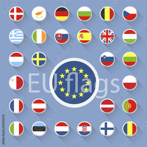Vector set of European Union flags. Flat design