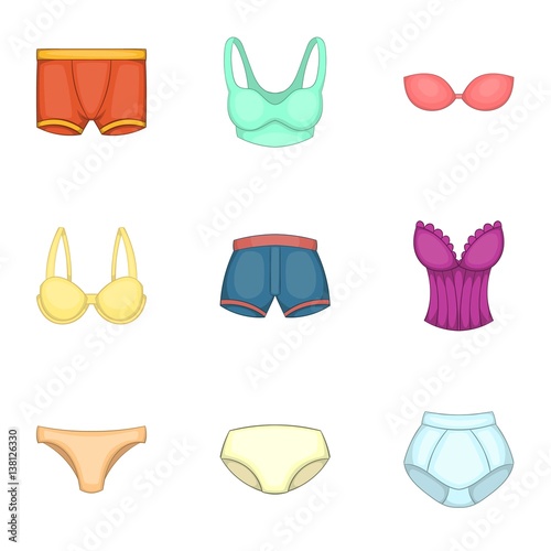 Clothing textile pants and underwear icons set