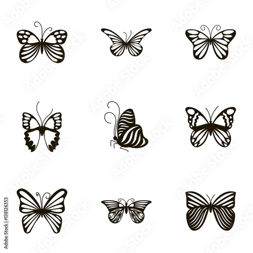 Butterflies icons set, cartoon style © ylivdesign