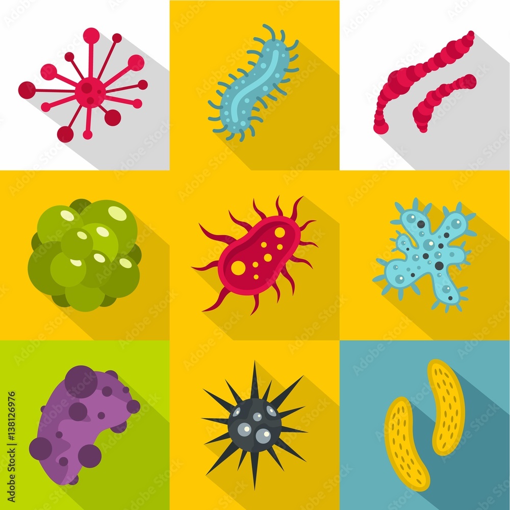 Obraz premium Illness icons set, flat style