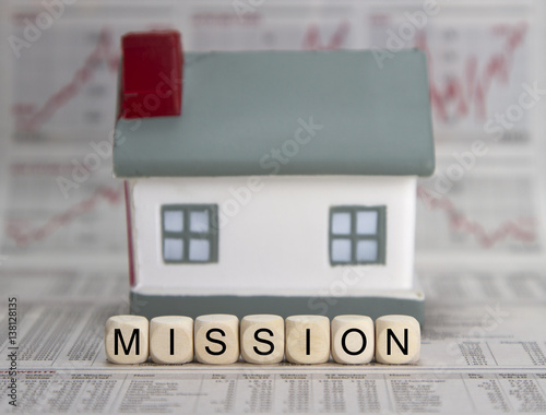 Obraz na plátne Mission word built with letter cubes