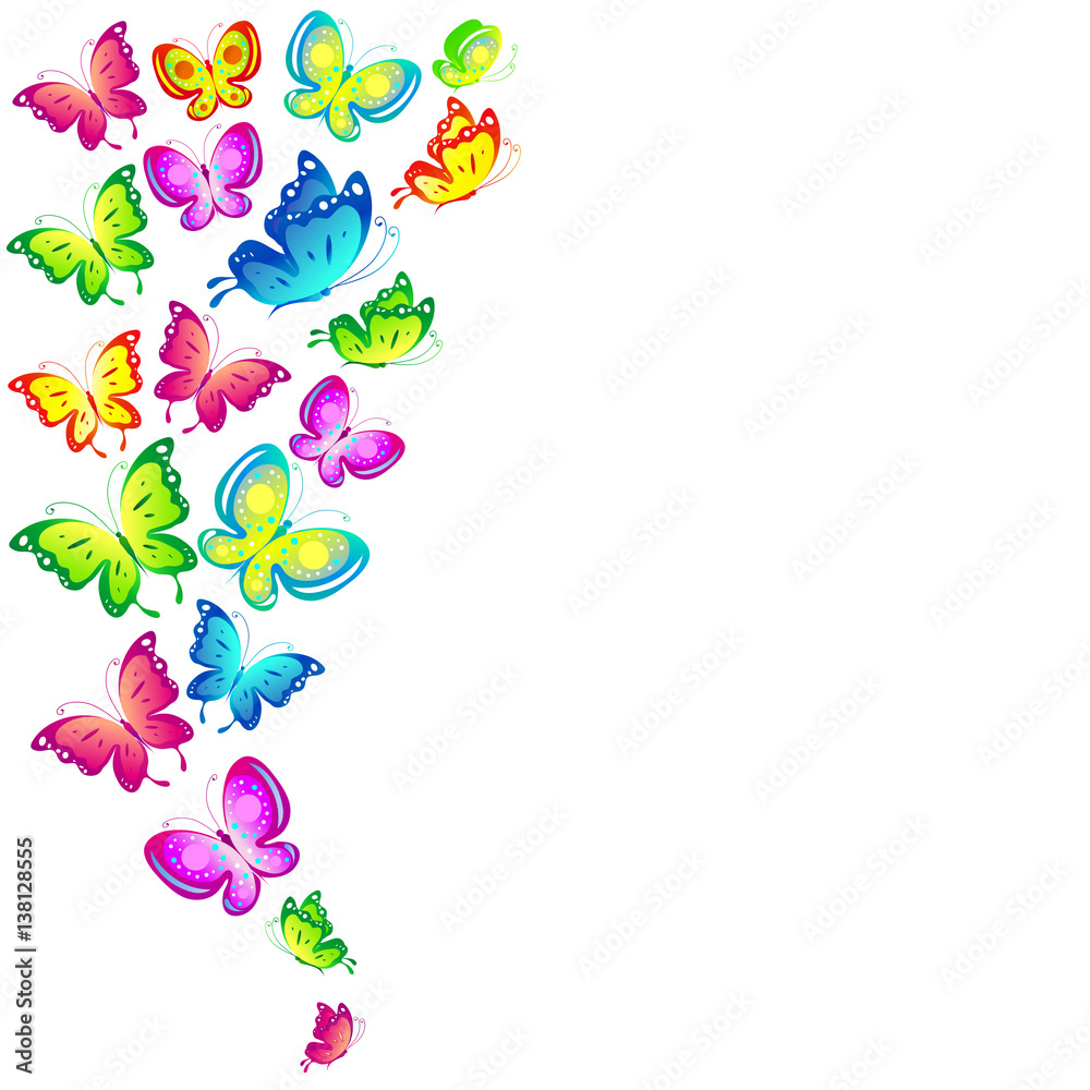 beautiful  color butterflies, isolated  on a white