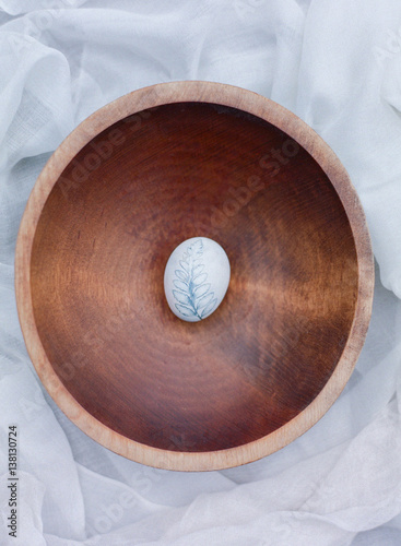 Wooden Bowl of Botanical, Naturally Dyed Easter Egg