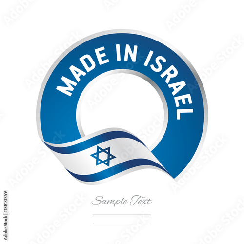 Made in Israel flag blue color label button logo icon banner