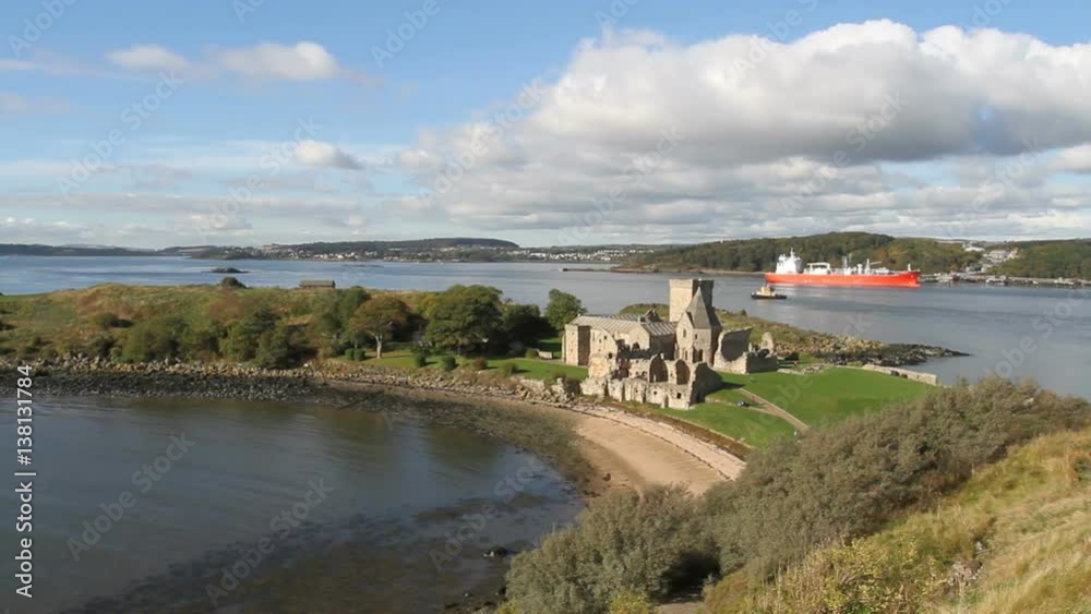 Elevated view of Inchcolm Abbey Scotland Elevated view of Inchcolm Abbey Scotland