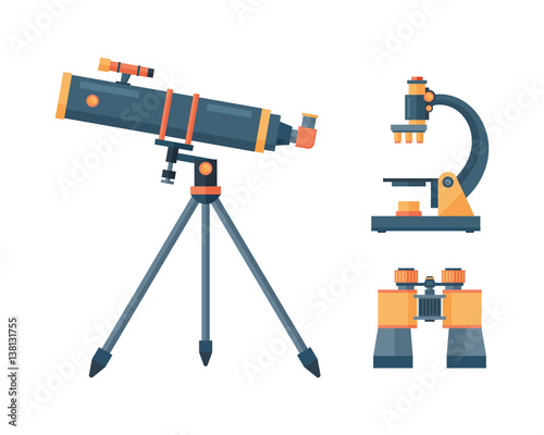 Telescope for astronomy science space discovery instrument vector illustration.