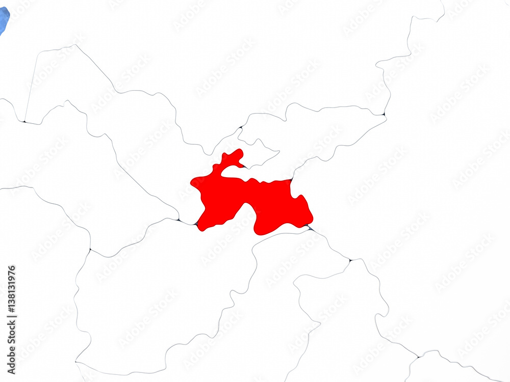 Obraz premium Tajikistan on globe