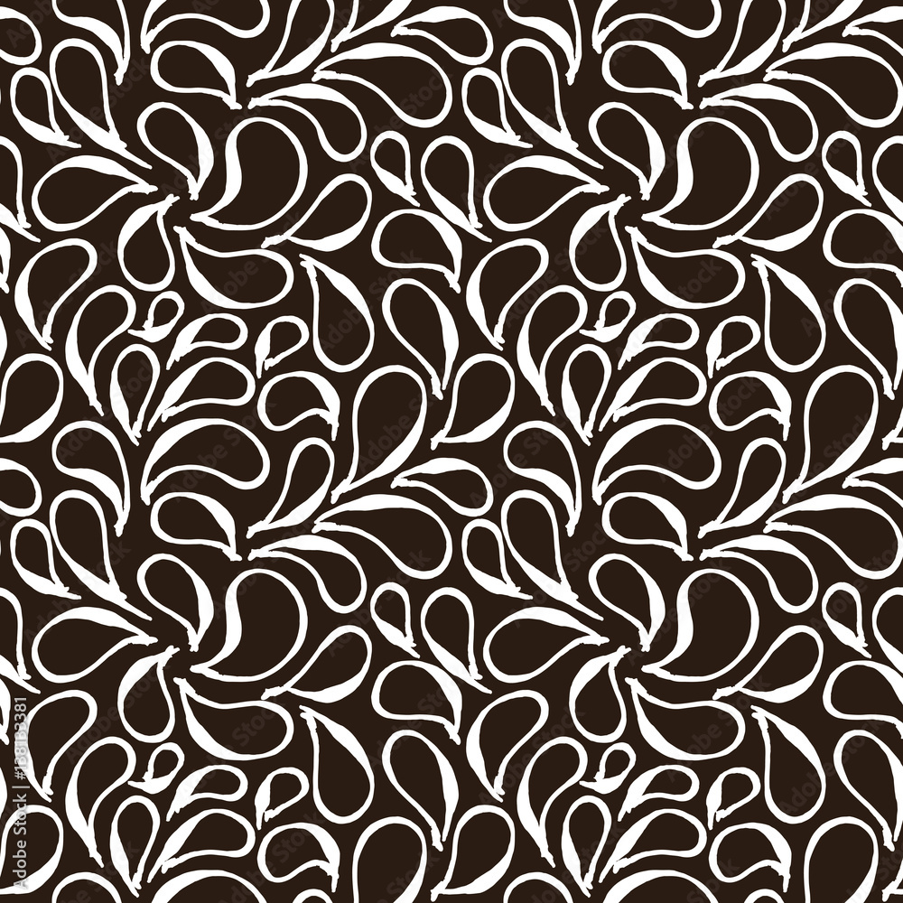 Vector seamless pattern of stylized leaves and petals