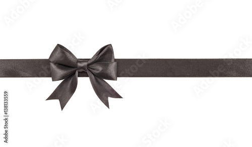 black bow on ribbon isolated on white