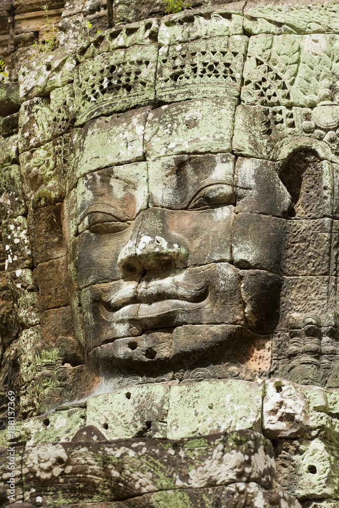 Giant Face in Bayon temple in Angkor Thom Cambodia 