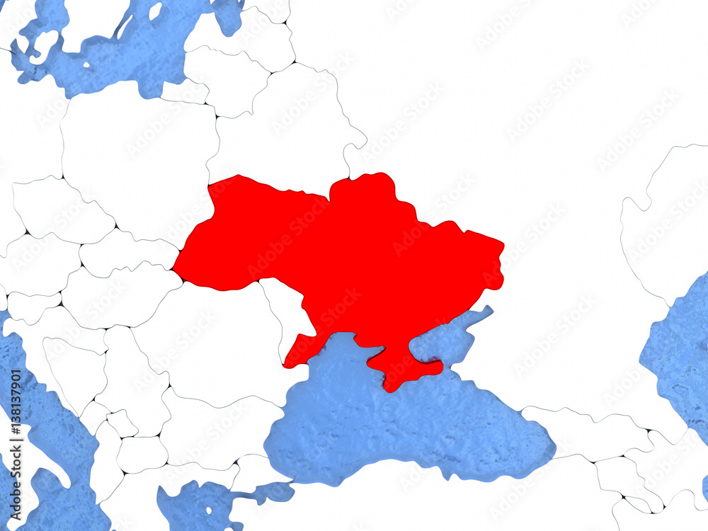 Obraz premium Ukraine on globe