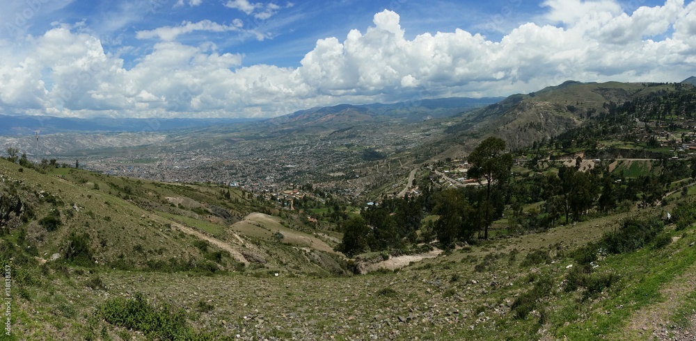 Ayacucho in Peru seen from the Andes mountains in south America