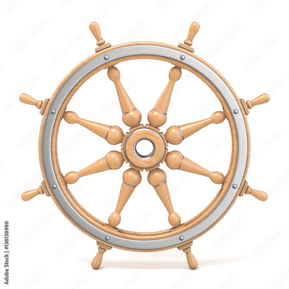 Wooden ship wheel 3D