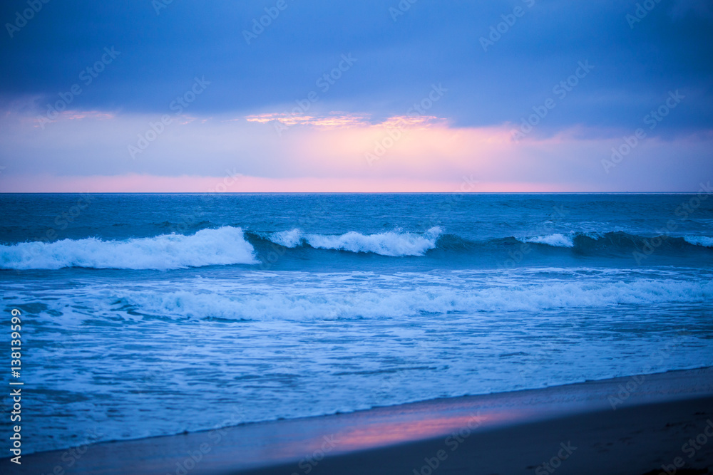 Fototapeta premium waves and a clearing storm at Hendry's Beach, Santa Barbara, California