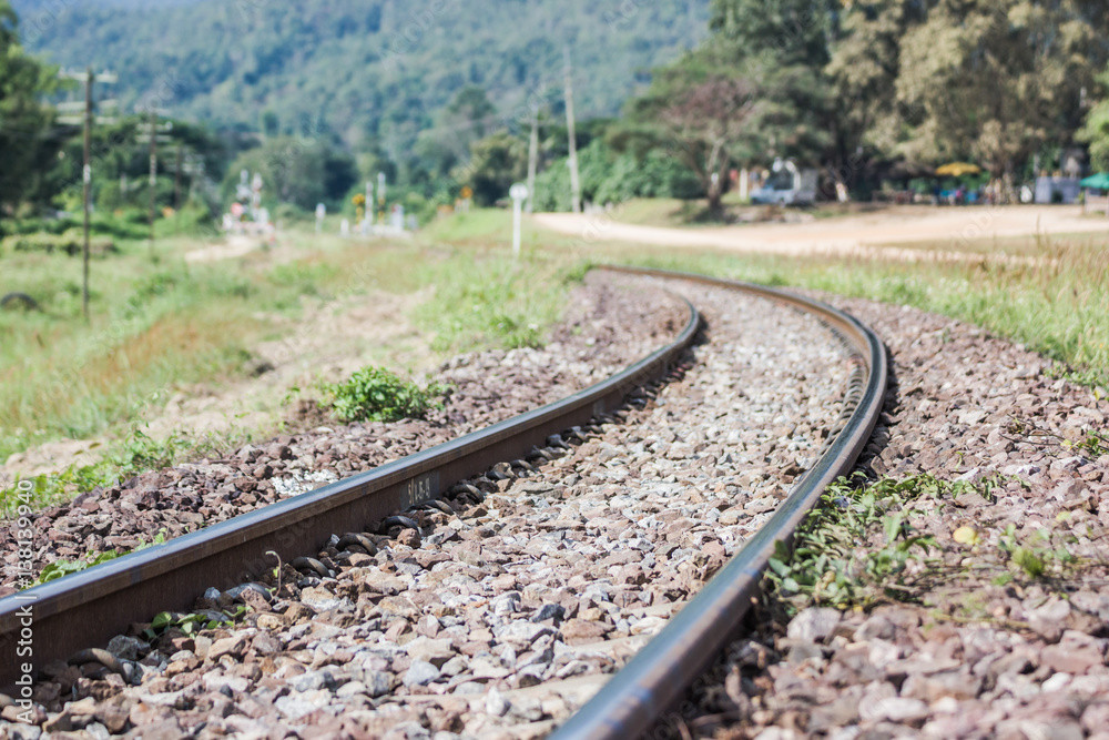 Railroad Location  Lamphun, Thailand. at white bridge Lamphun province,Thailand 