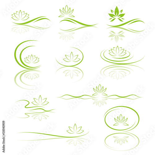 lotus flower and water icons 