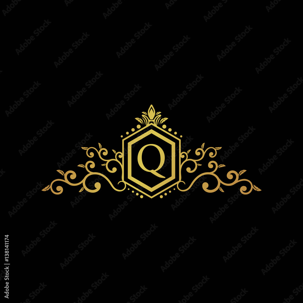 initial letter logo hexagon elegant gold