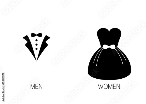 Toilet Signage for Men and Women with Tuxedo and Gown Silhouette