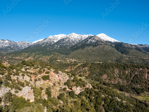 landscape of mountain Helmos with snow