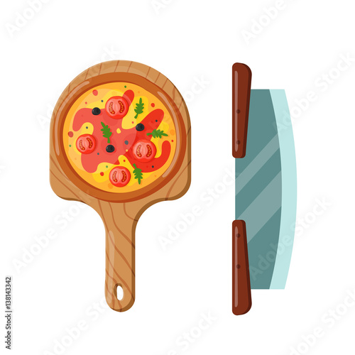 Italian cook pizza icon vector illustration.